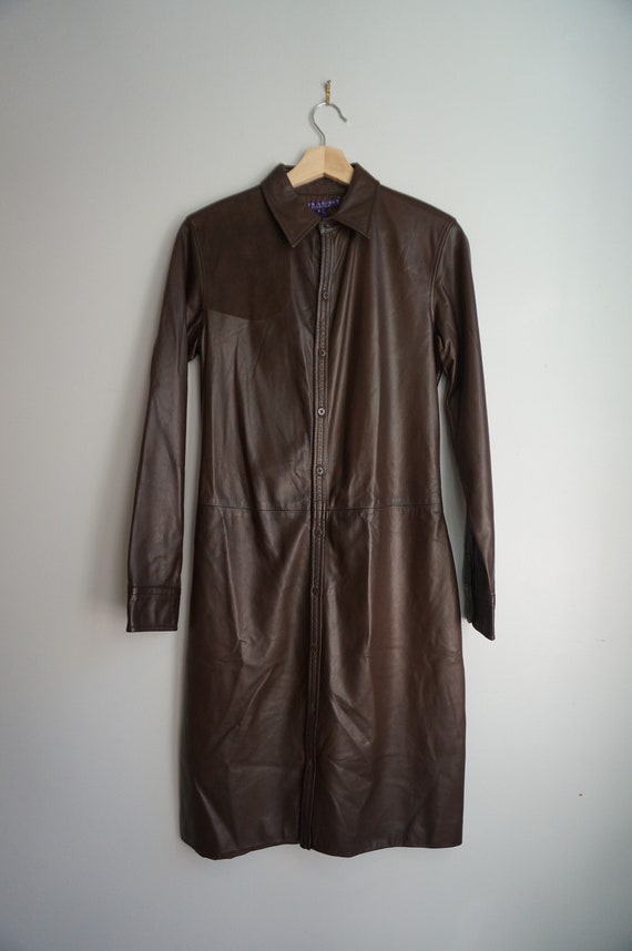 Vintage Ralph Lauren Brown Leather Dress