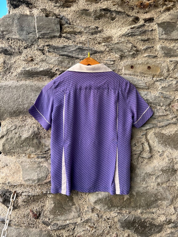 70s Italian Vintage Periwinkle Short Sleeve Butto… - image 2