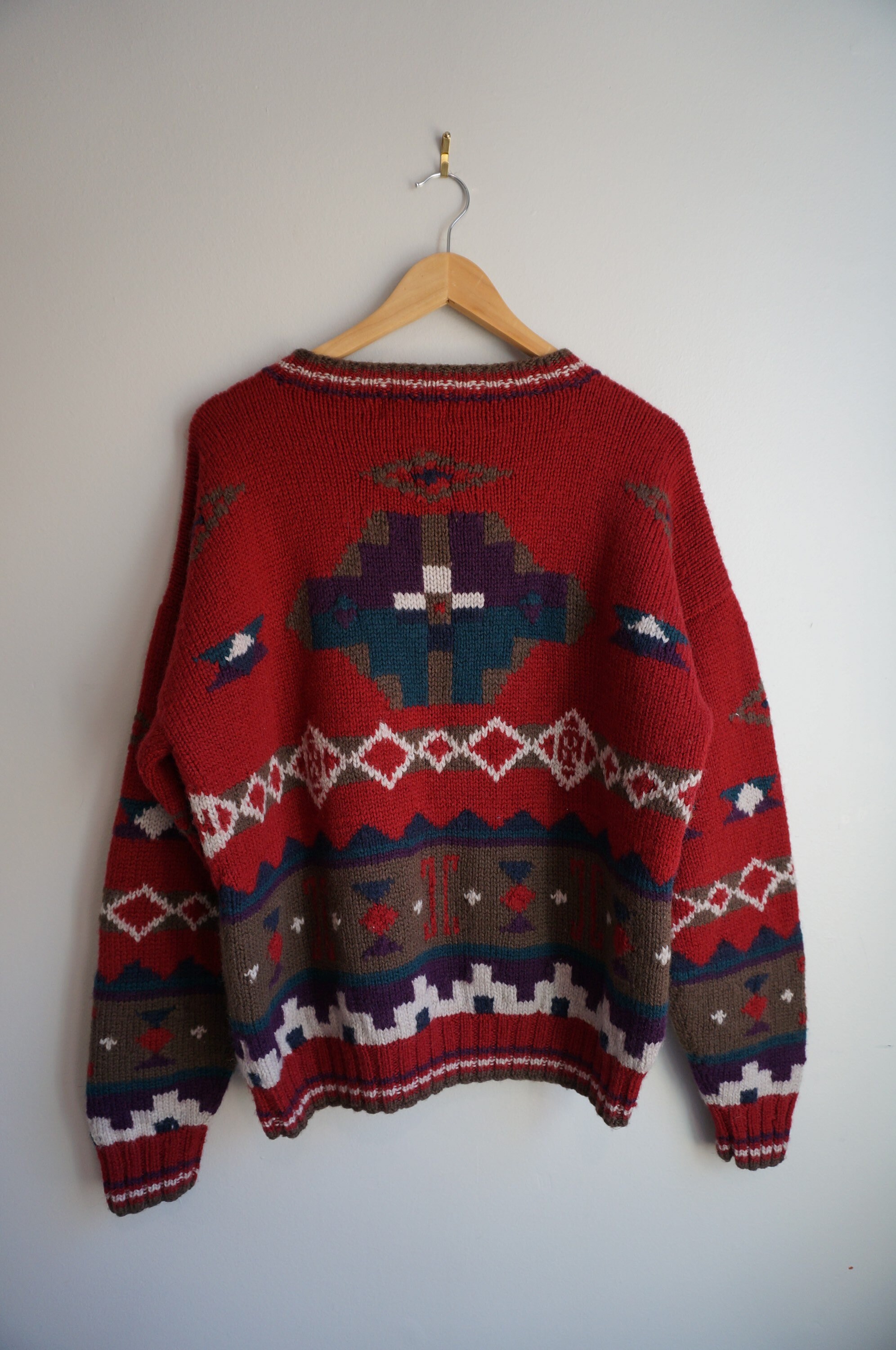 Vintage Aztec LL Bean 100% Wool Sweater | Etsy