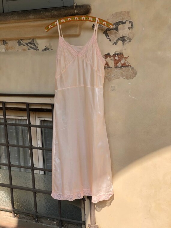 1970s Italian Vintage Peach Nude Slip Dress - image 1