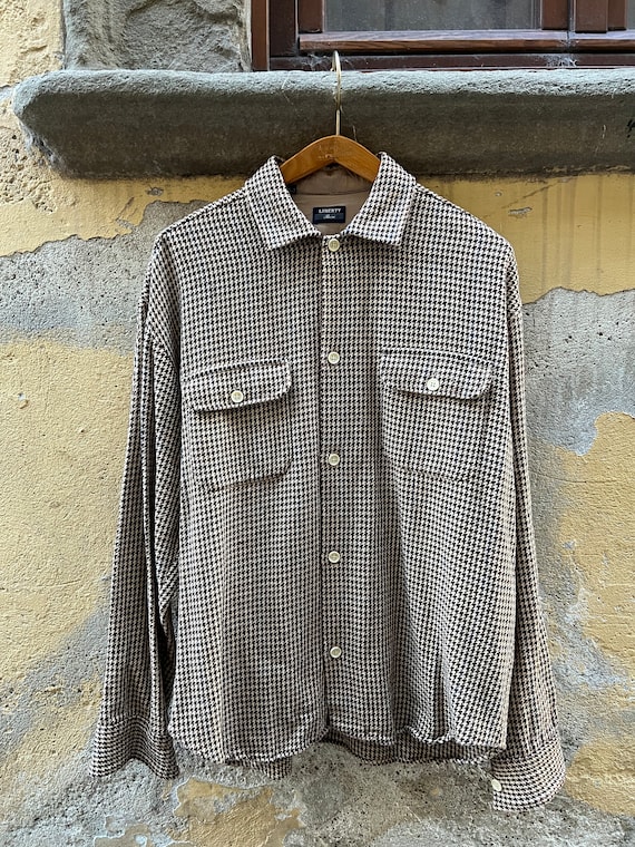 90s Italian Wool Houndstooth Button Down Shirt