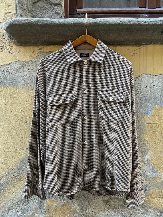 90s Italian Wool Houndstooth Button Down Shirt