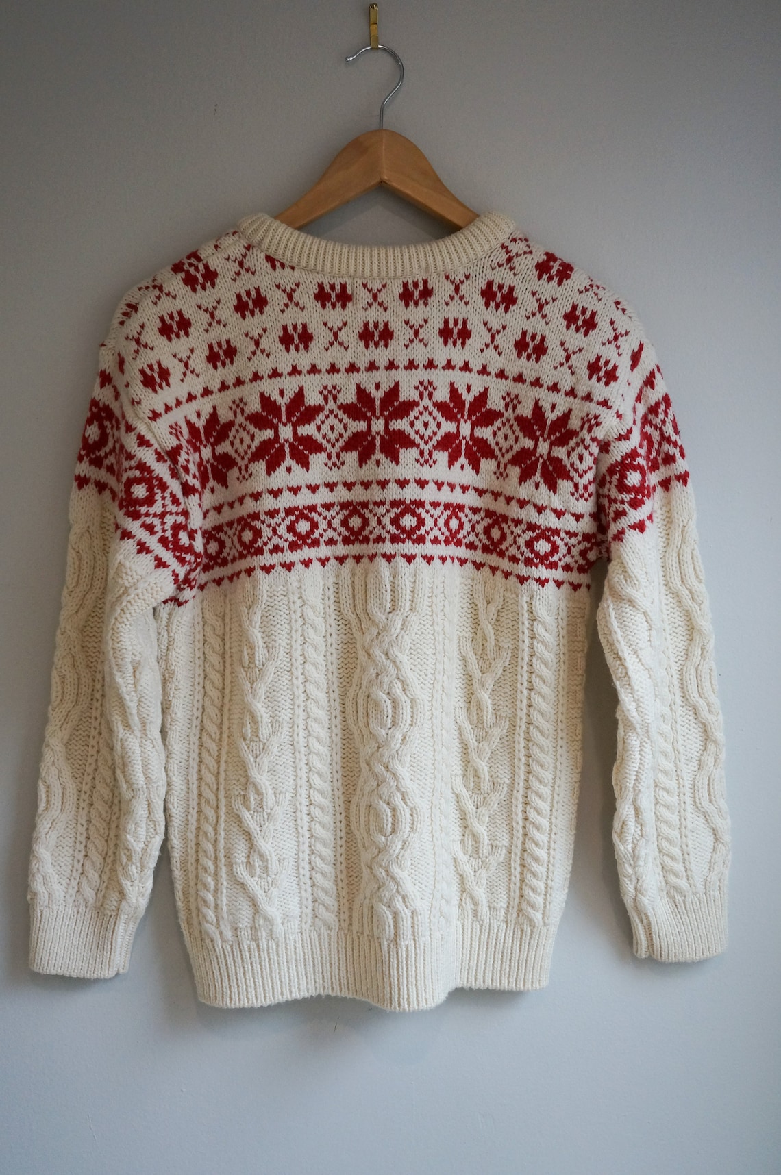 Vintage Handmade 100 Irish Wool Holiday Sweater Etsy