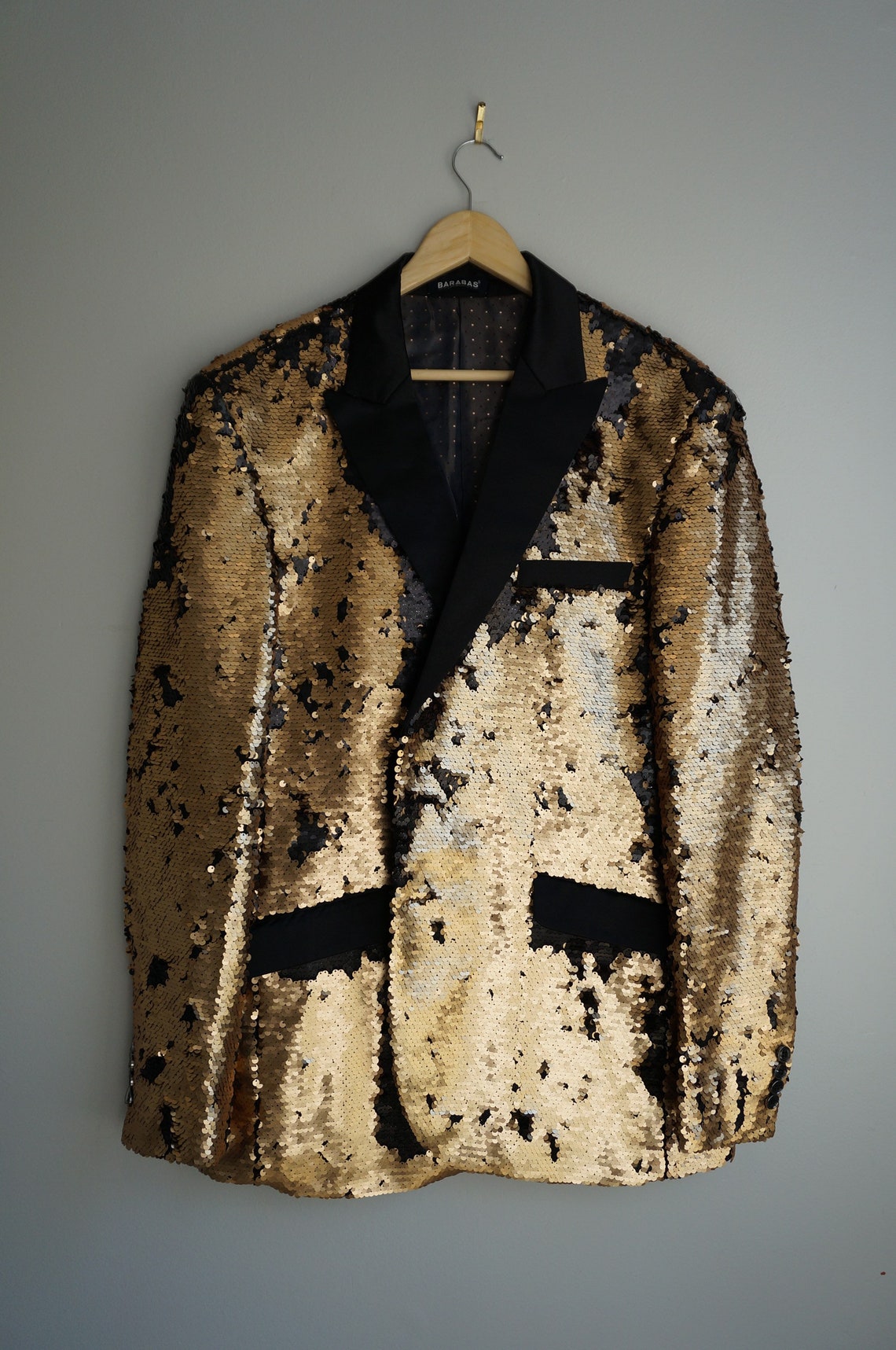 Barabas Men Show Time Black and Gold Sequin Blazer / Tuxedo - Etsy