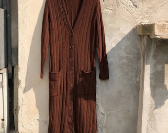 Cardigan italien vintage en laine Angora Long Duster des années 90