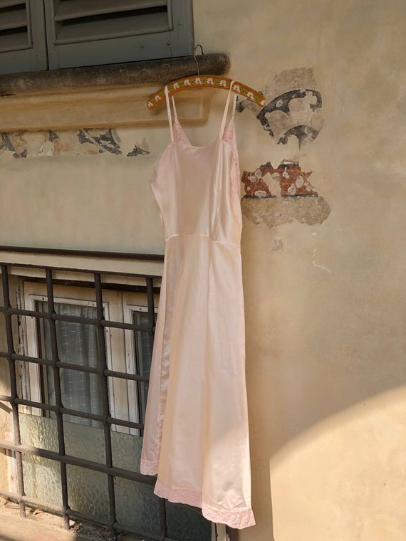 1970s Italian Vintage Peach Nude Slip Dress - image 2