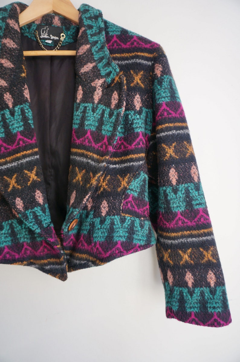 Vintage 80/'s Southwestern Print Bolero Made In USA