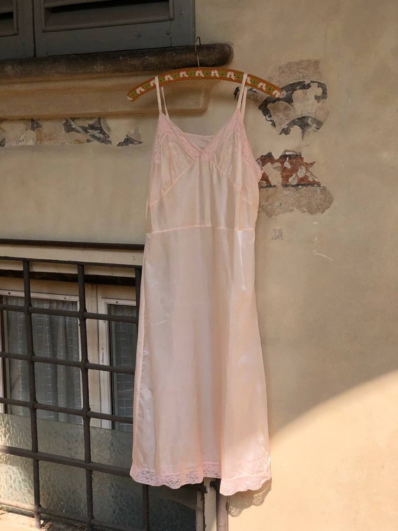 1970s Italian Vintage Peach Nude Slip Dress - image 5