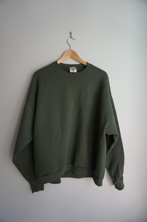 Vintage Neutral Crewneck Sweatshirt Olive Green