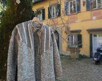 Italian Vintage Chunky Wool Soft Neutrals Sweater Jacket