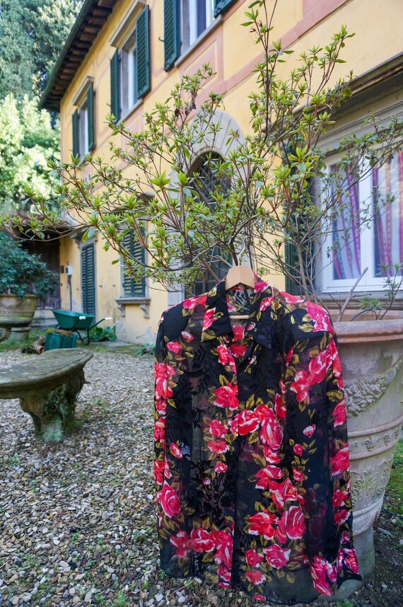 Plus Black Floral Sheer Blouse main image 1