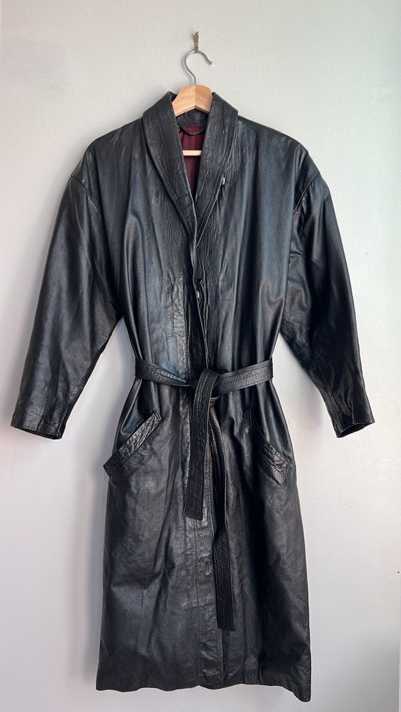Italian Vintage Black Belted Trench Coat