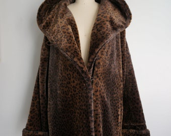 Vintage Dark Leopard Faux Fur Coat Nana Creations