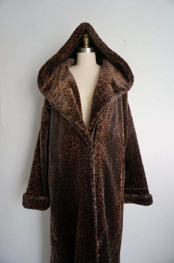 Vintage Dark Leopard Faux Fur Coat Nana Creations