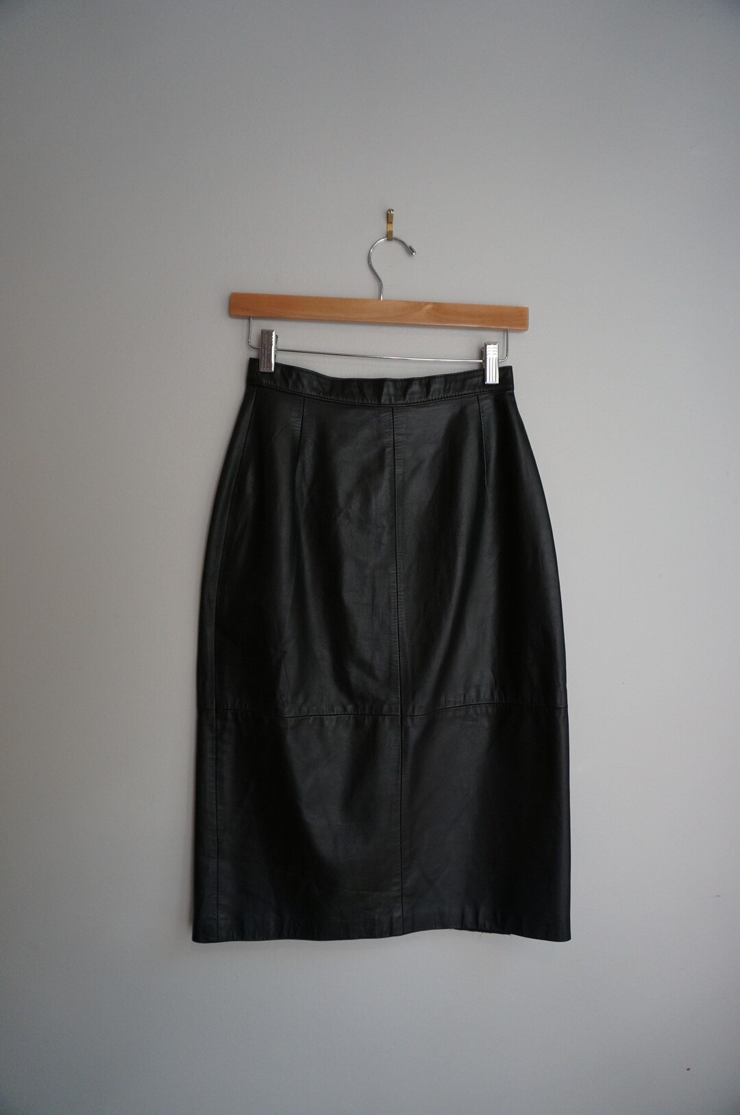 Vintage 80s High Waisted Black Leather Skirt Made in Argentina - Etsy