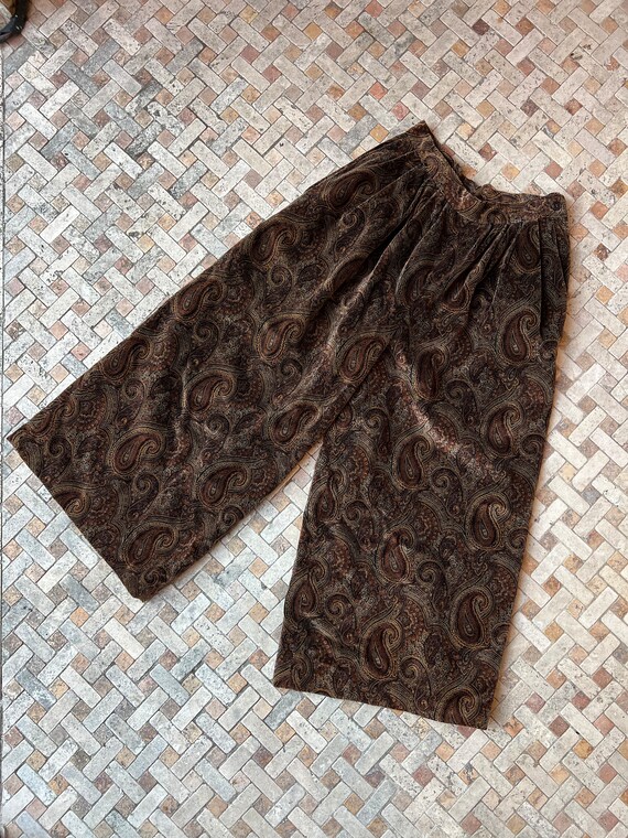 Ornament print culottes denim pants