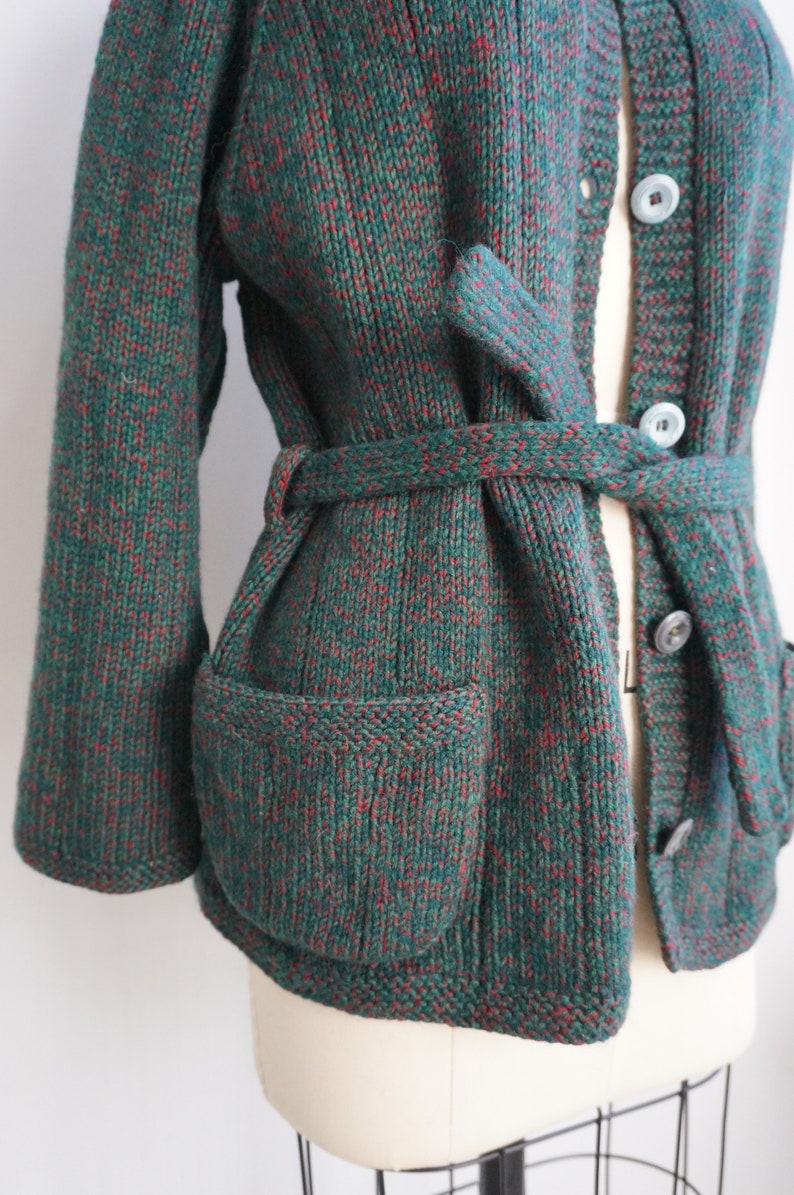 70s Italian Hand Knit Wool Cardigan - Etsy