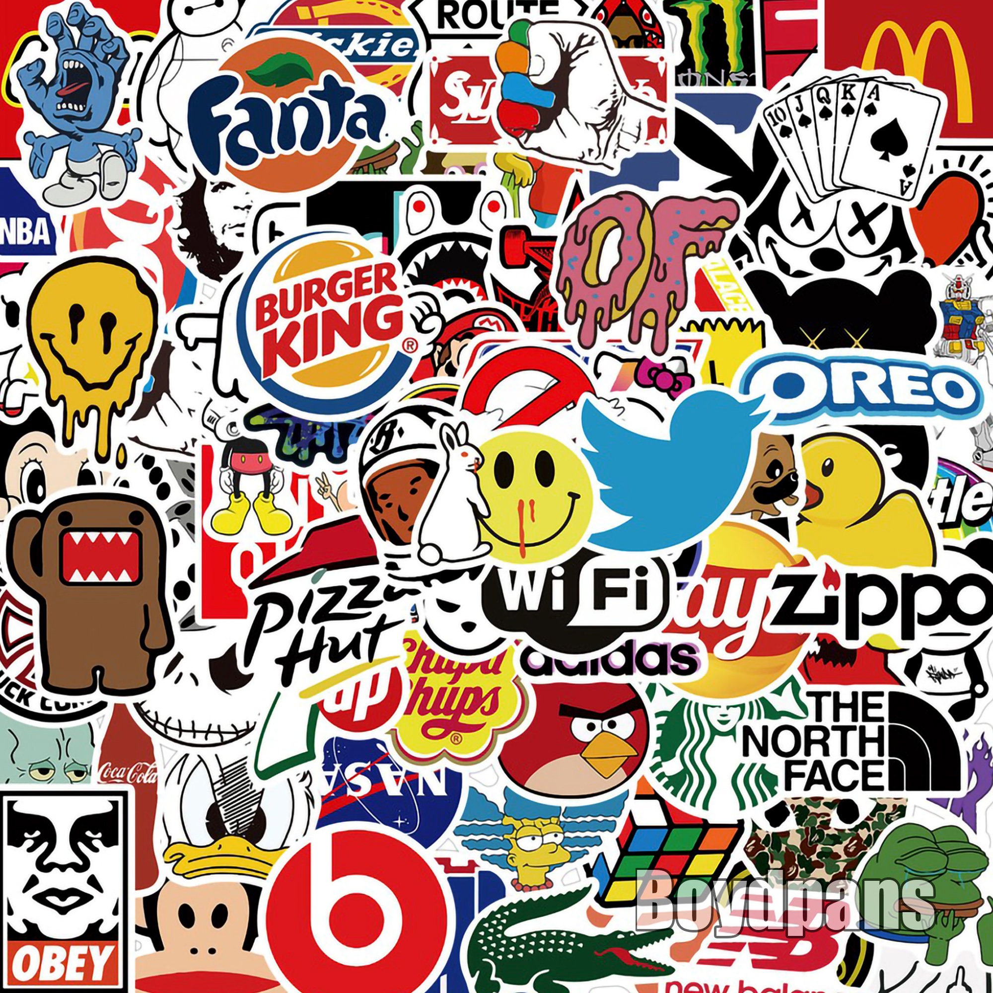 100 Pcs Hypebeast Stickers Cool Fashion Brand Graffiti Etsy