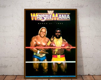 WWF Wrestlemania 1 Hulk Hogan Mr T Poster A3