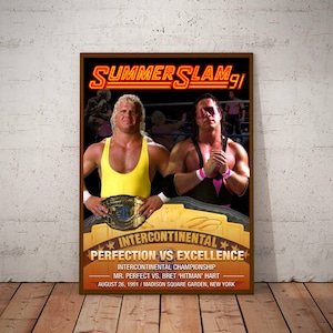 SUMMERSLAM 1991 Mr. Perfect vs Bret Hart - A3 Poster