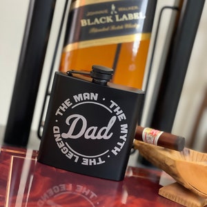Father&#39;s Day Flask| Personalized Flask for Men| Fathers Day Flask| The Man| The Myth| The Legend| Flask Stainless Steel| Dad Gift