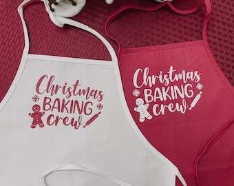 Christmas Cooking Aprons | Aprons | Holiday Aprons| Kids Aprons| Personalized Aprons| Christmas Backing Crew| Baking Apron| Matching Apron