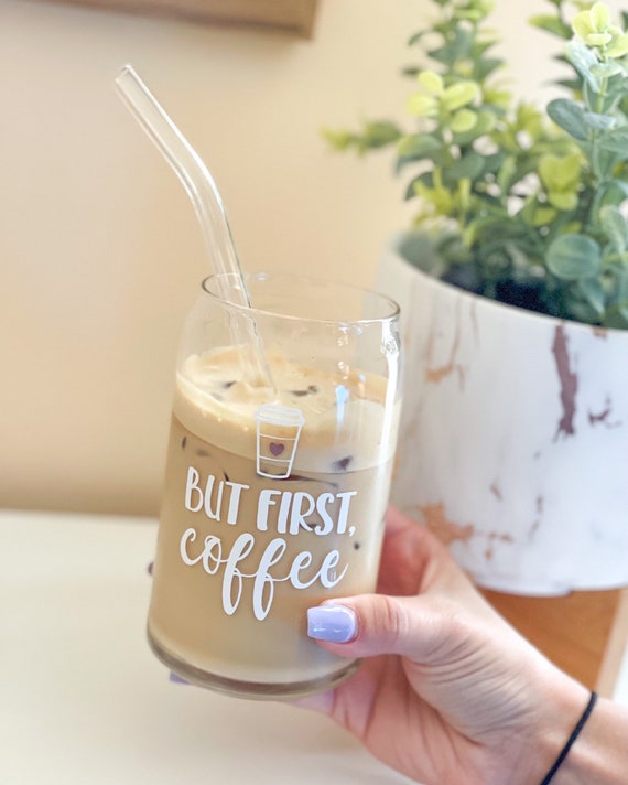 Iced Coffee Glass Tumbler, Hand Crafted Coffee Mug