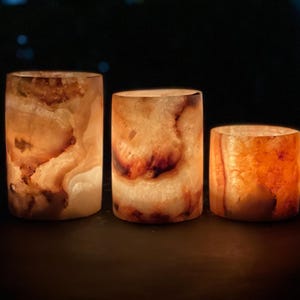 Brown Alabaster - Cylinder shape - Egyptian Alabaster - Handmade