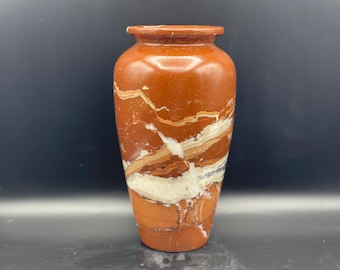 7インチ パキスタン産オニキス花瓶、天然グリーン縞模様のオニキス装飾