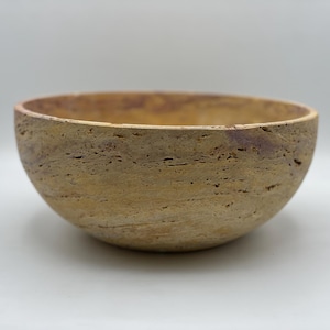 Unique Travertine bowl - stone bowl - handmade - dark travertine - natural rock