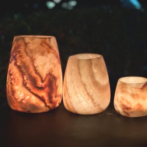 Alabaster Vase - Candle holder - Brown Alabaster  - Egyptian Alabaster