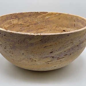 Travertine bowl - stone bowl - handmade - dark travertine - natural rock