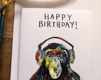 Monkey Happy Birthday Card FREE Delivery