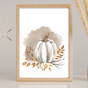 White Pumpkin digital art, White Pumpkin, Fall Download, Fall Digital Download, Autumn Digital Download,