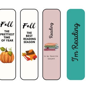 Bookmarks, fall, autumn bookmarks, I'm Reading Bookmarks, Reading is my favorite subject, Reading