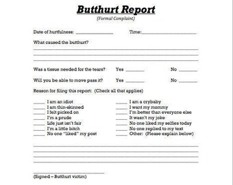 Butt Hurt Report - Etsy