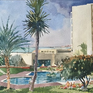 Double-sided : Beach and Hotel - Original Watercolour by 20th Century British Artist John Howard ‘Jack’ Widgery 1923-1997