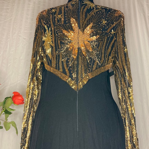 Vintage Bob Mackie black with gold beading dress