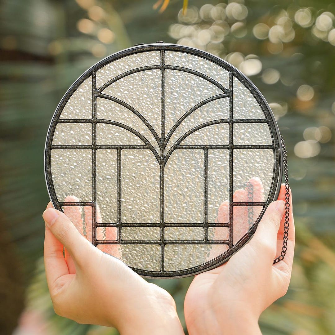 Art Deco Fan Stained Glass Suncatcher Round Window Decor, Elegant ...