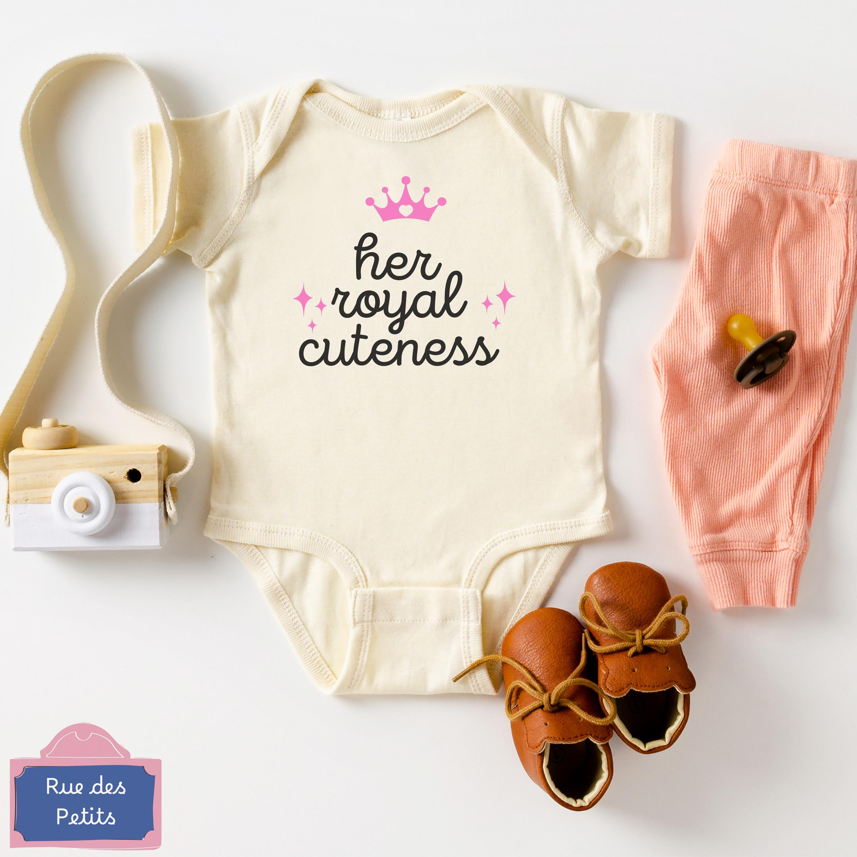 Personalized Princess Baby Bodysuit, Royal Cuteness Toddler Shirt, Cute Toddler Sweatshirt, New Baby Gift, Custom Natural Kids Shirt