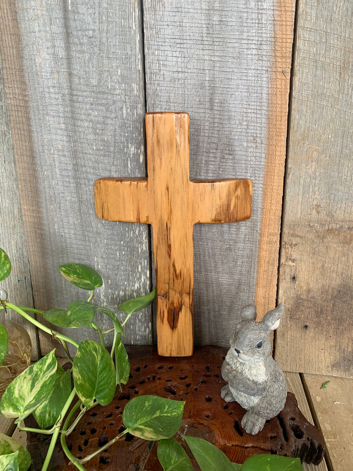 Wooden Hanging Wall Cross Rustic Home Decor Cypress Wood Etsy