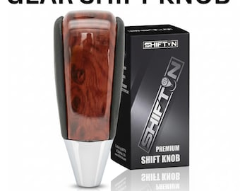 SHIFTIN Black Brown Walnut Burl Wood Gear Shift Knob for Toyota 4Runner Tundra Sequoia Lexus LX 570 470 RX LS400, Replacement Auburn Shifter