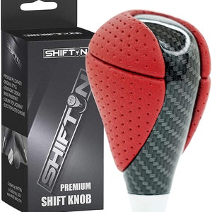 Shiftin Red & Carbon Fiber Gear Shift Knob For Lexus Es Gs Rx Ls Is Sc (Punched Red Leather / Carbon Fiber)