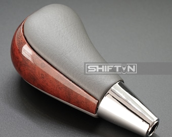 Gray Leather Burl Wood Gear Shift Knob: Toyota & Lexus