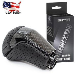 SHIFTIN Carbon Fiber Leather Gear Shift Knob Shifter for Toyota Highlander Tacoma 2014-2022 (Black Leather / Carbon Fiber)