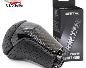 SHIFTIN Carbon Fiber Leather Gear Shift Knob Shifter for Toyota Highlander Tacoma 2014-2022 (Black Leather / Carbon Fiber)
