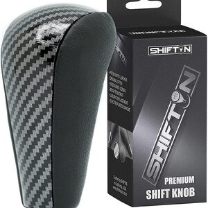 SHIFTIN Black Leather & Carbon Fiber Gear Shift Knob Shifter for Lexus GX470 2003-2009 and Toyota Land Cruiser Prado 120 2002-2009