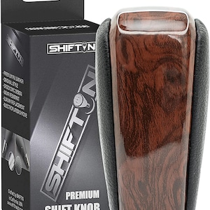 SHIFTIN Black Leather and Walnut Brown Wood Gear Shift Knob Stick Shifter for Toyota Land Cruiser Prado FJ-150 and Lexus GX-460
