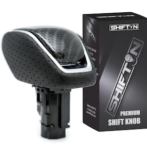 Black Leather & Carbon Fiber Gear Shift Knob for Toyota Highlander 2020-2025