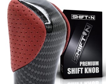Shiftin Circuit Red Nuluxe Leather Carbon Fiber Gear Shift Knob Shifter For Lexus Es Gs Gx Is Nx Rc Rx 200t 300 350 350h 450hl 350l F-Sport
